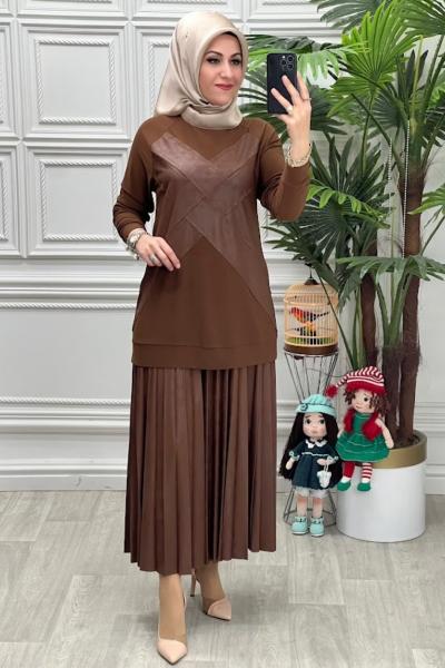 1053 Tunik Takım Kahverengi