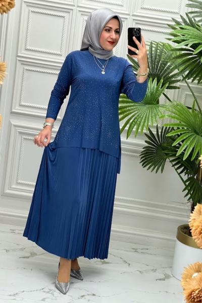3388 Tunik Takım İndigo